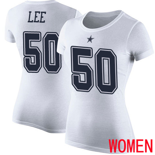 Women Dallas Cowboys White Sean Lee Rush Pride Name and Number #50 Nike NFL T Shirt->nfl t-shirts->Sports Accessory